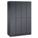 C+P Dvoupatrová ocelová šatní skříň INTRO, š x h 1220 x 500 mm, 8 boxy, korpus černošedá, dveře 