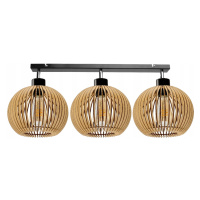 Stropní LED svítidlo LOFT 3xE27 - WOOD - černé