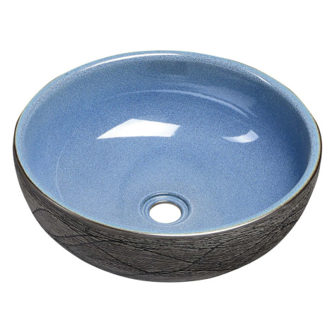 PRIORI keramické umyvadlo, průměr 41cm, 15cm, modrá/šedá PI020 Sapho