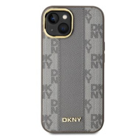 DKNY PU Leather Checkered Pattern Magsafe Zadní Kryt pro iPhone 15 Beige