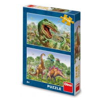 Dino Puzzle 2v1 Souboj dinosaurů 2x48 dílků 26x18cm v krabici 19x27,5x4cm