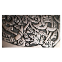 Ilustrace Viking wood carving depicting a wolf or a dragon,, BlackAperture, 40 × 22.2 cm