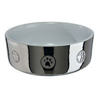 Miska keramická pes stříbrná s tlapkou 0,8l 15cm TR*