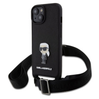 Karl Lagerfeld Saffiano Crossbody Metal Ikonik kryt iPhone 15 Plus černý