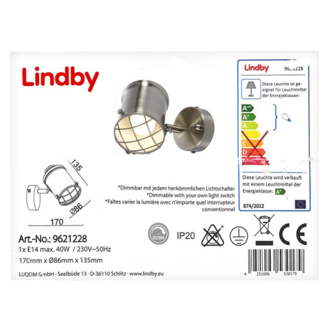 Lindby Lindby - LED Stmívatelné nástěnné svítidlo EBBI 1xE14/5W/230V