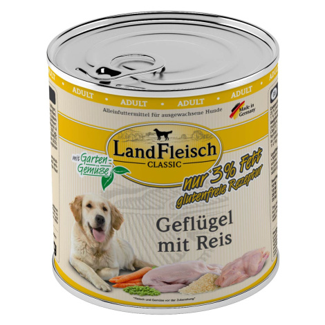 LandFleisch Dog Classic drůbež s rýží 6 × 800 g Landfleisch Pur