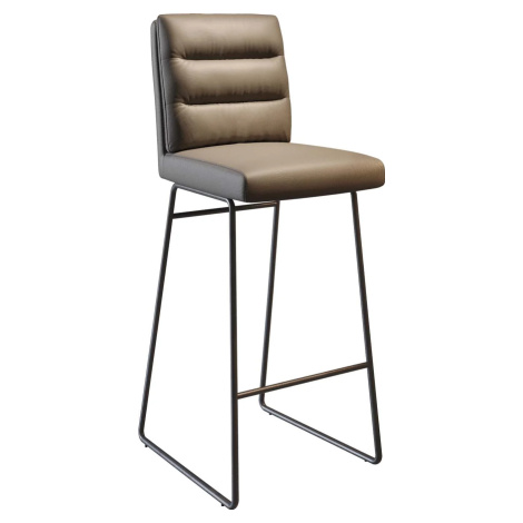 DELIFE Barová židle Pela-Flex pravá kůže tmavě béžová tenká podnož kov černá taštičkové pružiny