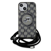 Karl Lagerfeld IML Monogram Crossbody K&CH Heads MagSafe Zadní Kryt pro iPhone 15 Black