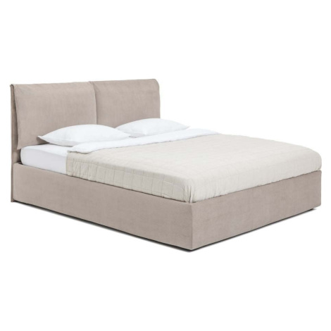 Čalouněná dvoulůžková postel taupe s úložným prostorem s roštem 180x200 cm Thessa Pillow – Bonam Bonami