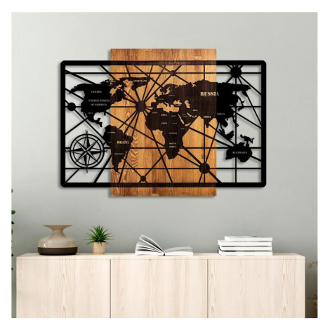 Nástěnná dekorace 96x70 cm mapa dřevo/kov Donoci