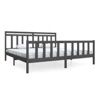 Rám postele šedý masivní dřevo 200 × 200 cm, 3100980