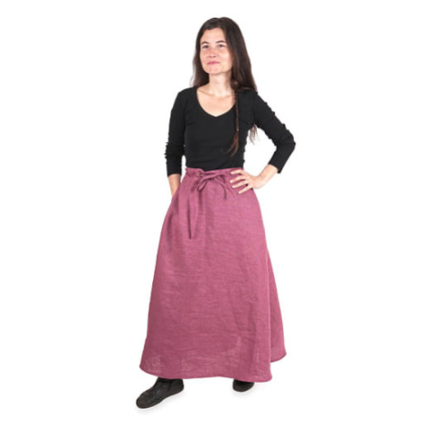 Lněná dámská dlouhá sukně - fialová, velikost XL