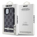 Zadní kryt DKNY PU Leather Checkered Pattern and Stripe pro Apple iPhone 15, černá