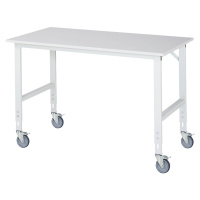 RAU Pojízdný pracovní stůl, podstavec 60 x 30 mm, š x h desky 1500 x 800 mm, melaminová deska