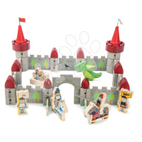 Dřevěný hrad Dragon Castle Tender Leaf Toys 59dílná sada se drakem a vojáky