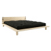 Dvoulůžková postel z masivního dřeva s čelem, lampičkami a černou matrací Comfort Karup Design P