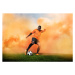 Fotografie football player in orange smoke, Henrik Sorensen, 40 × 26.7 cm