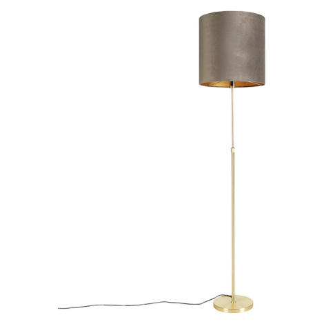 Stojací lampa zlatá / mosaz se sametovým odstínem taupe 40/40 cm - Parte QAZQA