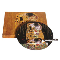 Home Elements Porcelánový talíř se lžící na dort Klimt Polibek tmavý