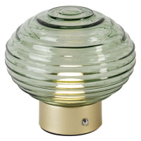 Tafellamp messing met groen glas oplaadbaar - Lexie