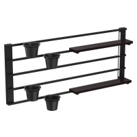 Nástěnná police s květináči a LED osvětlením SHELF 50x118 cm černá/borovice