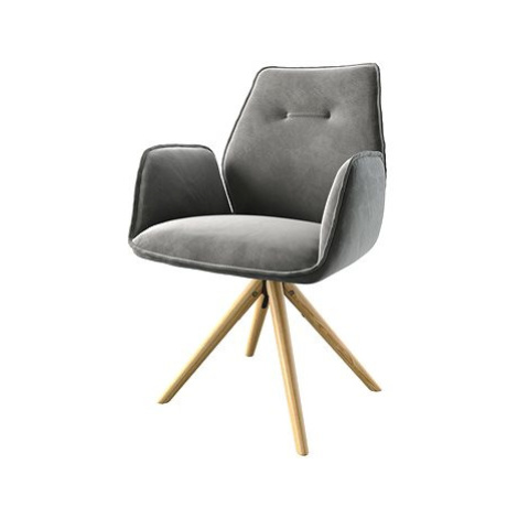 DELIFE Otočná židle Zoa-Flex šedý samet dřevěná podnož zaoblená