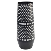 KARE Design Černobílá kovová váza Squares 40cm