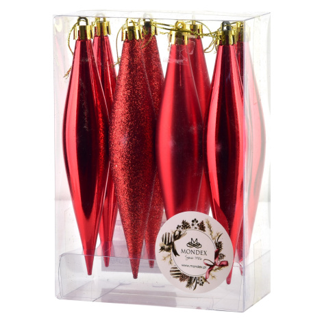 Mondex Vánoční sada 8 ks ozdob Santa Lila Rampouchy červená