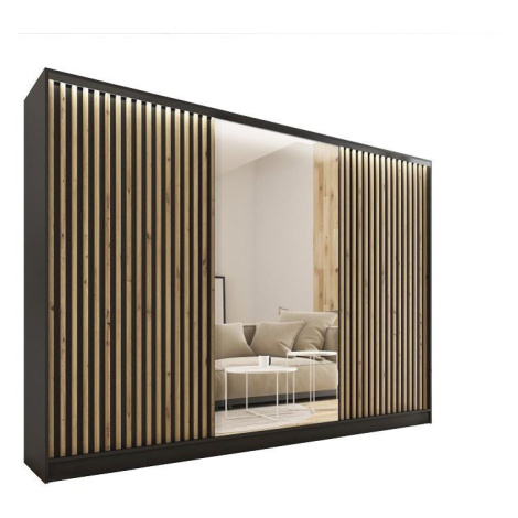 Nejlevnější nábytek Insular 3D 280 se zrcadlem - černý mat/dub artisan