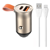 LDNIO C509Q USB, USB-C 30W nabíječka do auta + Lightning kabel