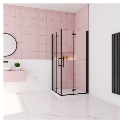 Sprchový kout MELODY BLACK R120, 120x120 se zalamovacími dveřmi H K