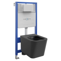 MEXEN/S WC předstěnová instalační sada Fenix Slim s mísou WC Teo, černá mat 6103385XX85