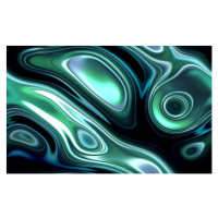 Ilustrace Abstract Vibrant Neon Blue Green Morphing, oxygen, 40 × 26.7 cm