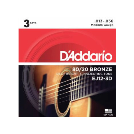 D'Addario EJ12-3D Bronze Light 13-56