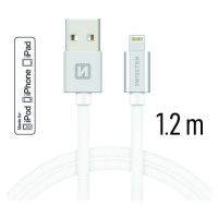 Datový kabel Swissten Textile USB Lightning MFi 1,2 M , silver