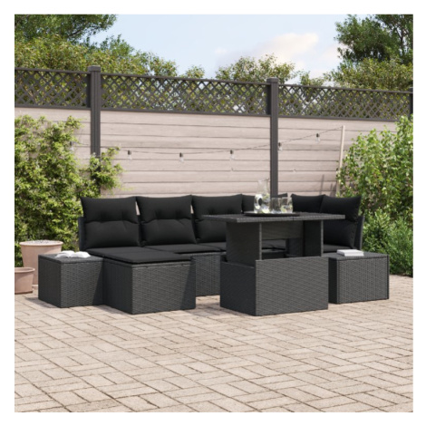 vidaXL Sada zahradních pohovek s polštářem 7 pcs Černá