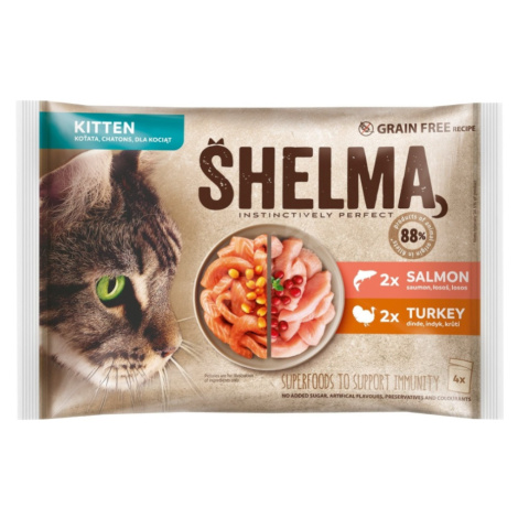 SHELMA Kitten kapsička losos a krůta 4x85g