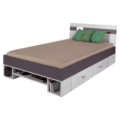 Dětská postel Next NX18 Barva korpusu: Borovice bílá/tmavě fialová, Varianta Si: Čelo levé Meblar