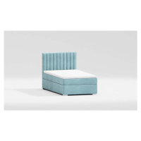 Světle modrá čalouněná jednolůžková postel s úložným prostorem s roštem 90x200 cm Bunny – Ropez