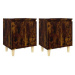 SHUMEE Noční stolky masivní dřevěné nohy 2 ks kouřový dub 40 × 30 × 50 cm, 813111