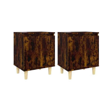 SHUMEE Noční stolky masivní dřevěné nohy 2 ks kouřový dub 40 × 30 × 50 cm, 813111