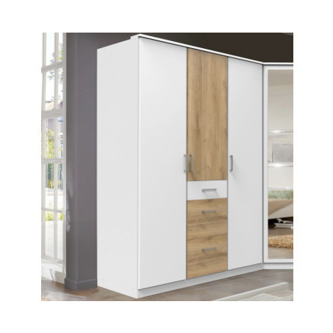 Šatní skříň bez zrcadla Click, 135 cm, bílá/prkenný dub Asko