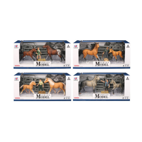 Sada Model Svět zvířat 2 kůň a hříbě s figurkou - světle hnědé koně s černou hřívou EPEE Czech