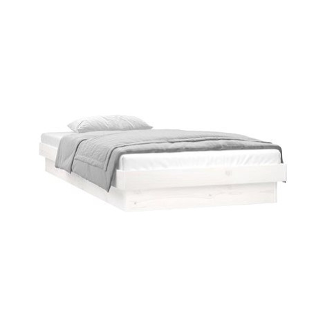 Rám postele s LED světlem bílý 90 × 200 cm masivní dřevo, 819958 SHUMEE