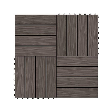 SHUMEE WPC Terasové dlaždice embosované 30 × 30 cm, 11 ks, 1 m2, tmavě hnědé