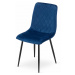Modrá sametová židle TURIN  s černými nohami