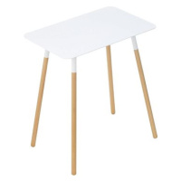 Yamazaki Odkládací stolek Plain 3507, kov/dřevo, bílý