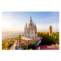 Fotografie Aerial view of Barcelona skyline with, Alexander Spatari, 40 × 26.7 cm