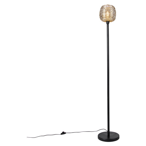 Designová stojací lampa černá se zlatou 20 cm - Sarella QAZQA