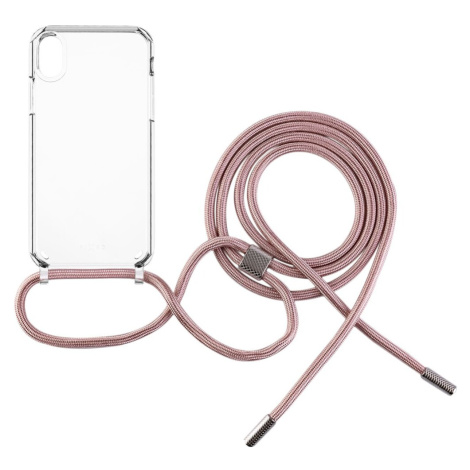 FIXED Pure Neck kryt s růžovou šňůrkou na krk pro Apple iPhone XR